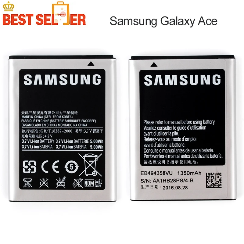 

Replacement Phone Battery EB494358VU for Samsung Galaxy Ace S5830 S5660 S7250D S5670 i569 I579 GT-S6102 S6818 Free Shipping