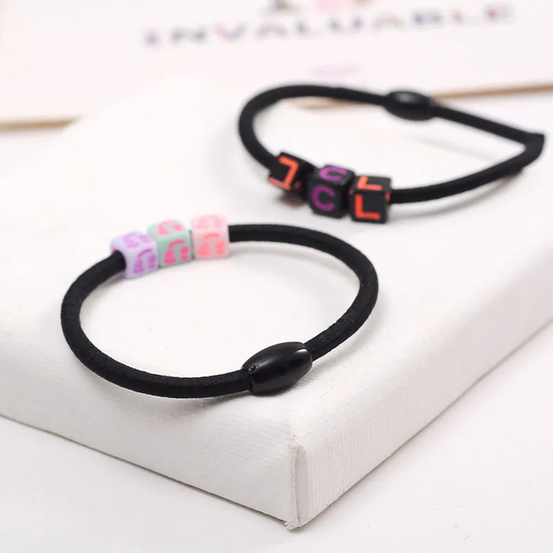 FORWELL Women Hair Accessories High-Elastic Black Color Hair Ring Fashion Letter Rubber Bands Girl Small Head Rope Hot Wholesale