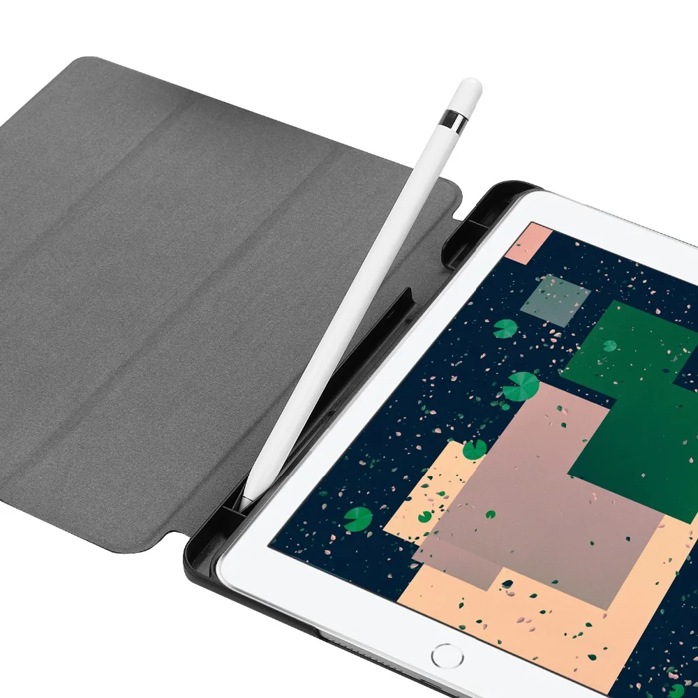 Чехол Kemile для нового iPad 2018 тонкий умный чехол из искусственной кожи с держателем