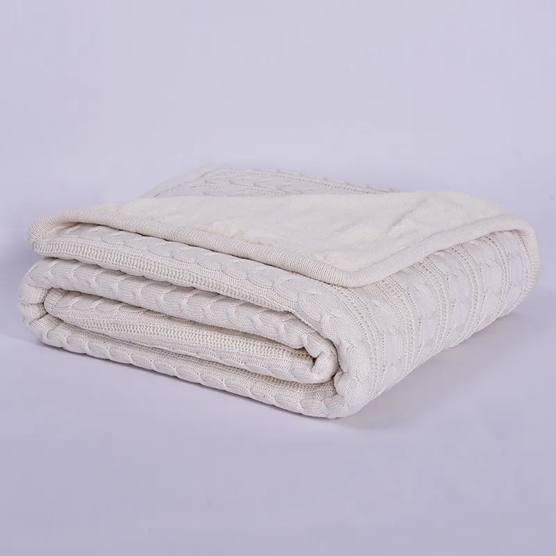New arrival cotton fashion high quality knitted blanket with soft wool for sofa/bed/home beige/red/green/brown/gray color