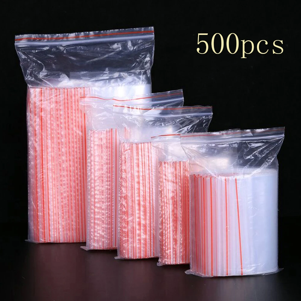 500 шт./лот маленькие ювелирные изделия Zip Lock пластиковые прозрачные пакеты