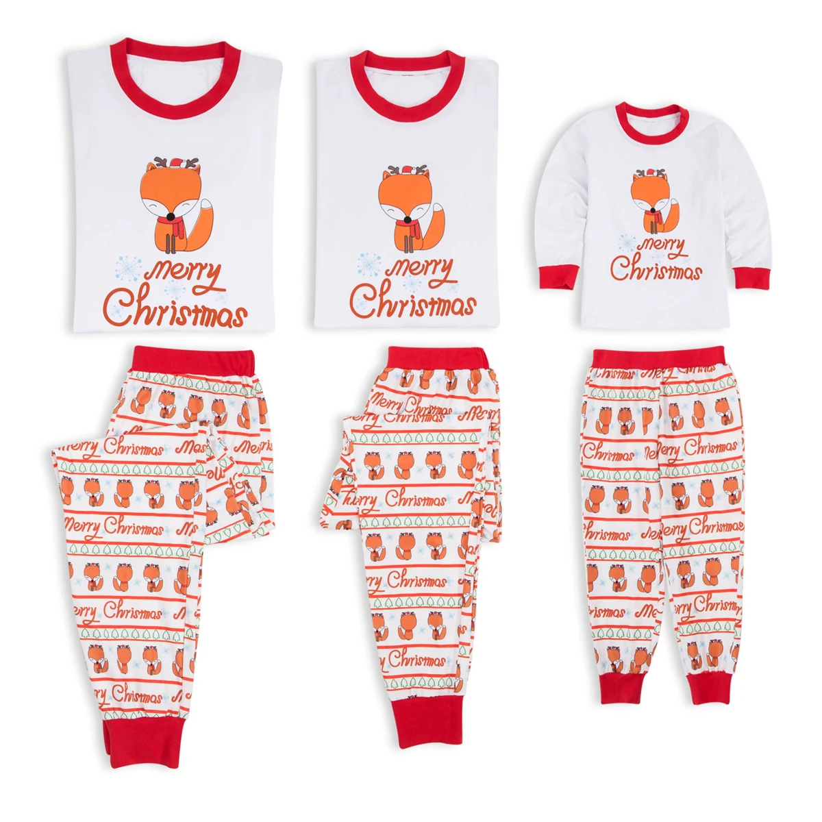 Buy New XMAS Kids Baby Adult Family Christmas Cute Fox Nightwear Pajamas Sets