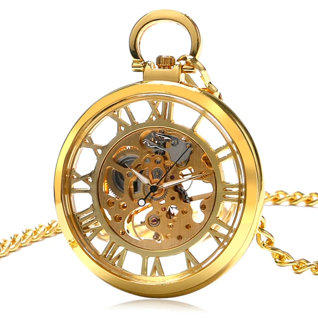 Transparent Skeleton Hand Wind Big Gold Mechanical Pocket Watches Men Women Luxu Transparent Skeleton Hand Wind Big Gold Mechanical Pocket Watches Men Women Luxu