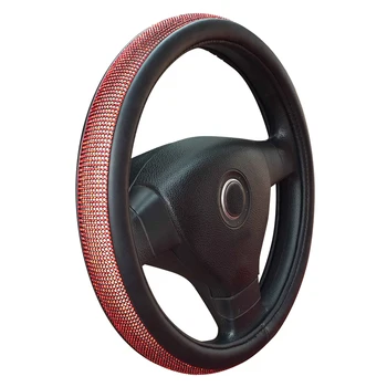 

Hot Leather steering wheel covers Caps steering wheel cover Auto interior Accessories For women's girls Crystal rhinestone car