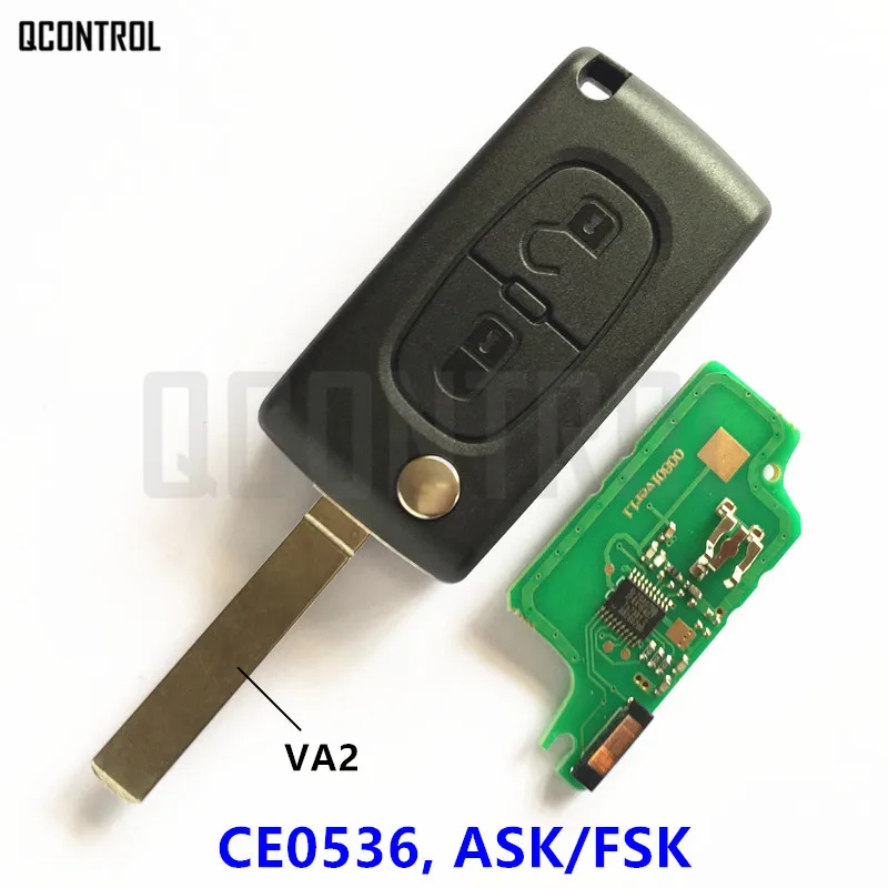 

QCONTROL Car Remote Key 433MHz Fits for PEUGEOT 207 208 307 308 408 Partner ID46 (CE0536 ASK/FSK, 2 Buttons VA2)