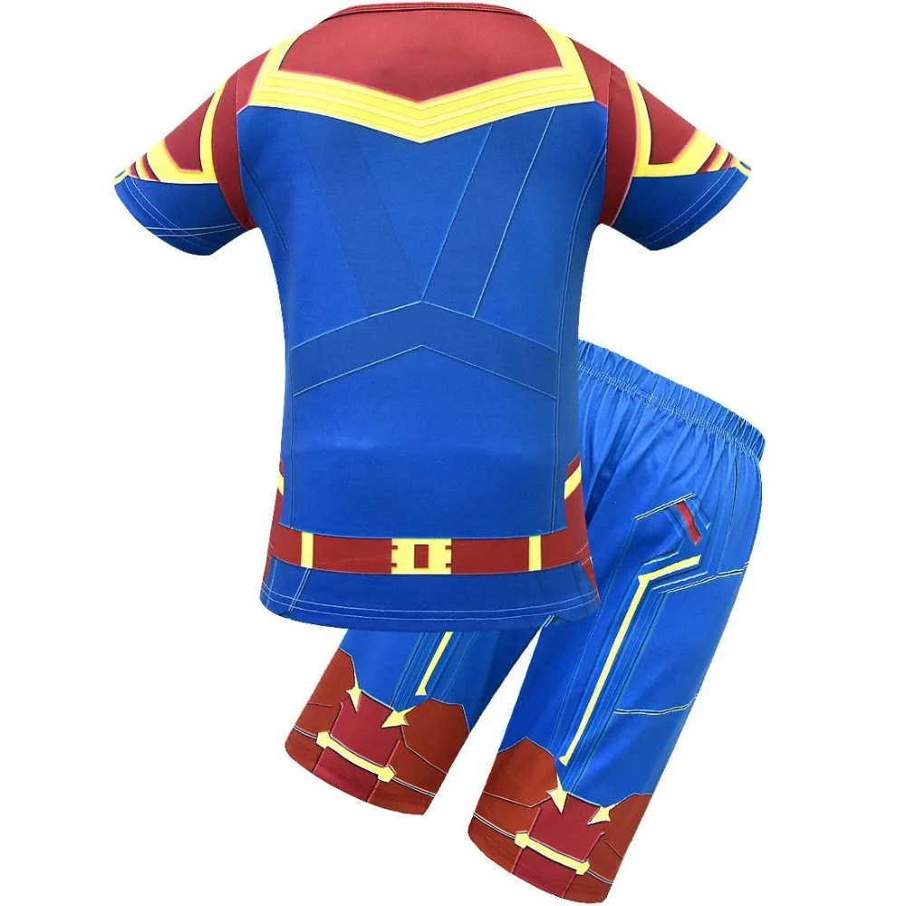 Железный человек сюрприз капитан одежда для маленьких девочек детская футболка пижамный комплект одежда для мальчиков Thunder Sazan футболки+ шорты костюм
