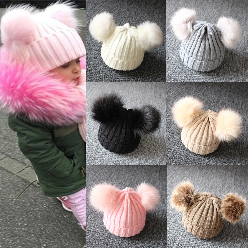 Emmababy одежда для детей для девочек и мальчиков, теплая зимняя вязаная шапочка шапка вязаные шарики шапка с помпоном для От 1 до 3 лет