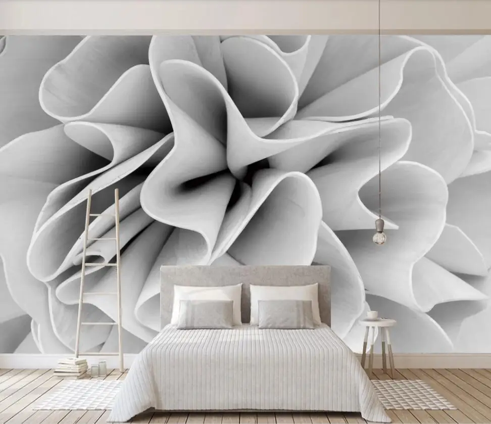 

Customized large-scale 3D mural wallpaper modern simple black and white flower background wall