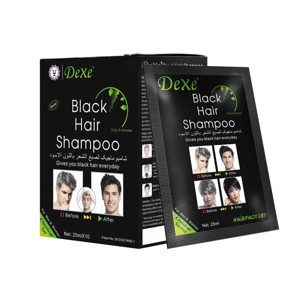 10 шт./лот мгновенный черный шампунь для волос делает серые и белые волосы затемненными и сияющими за 5 минут Tinte para el cabello