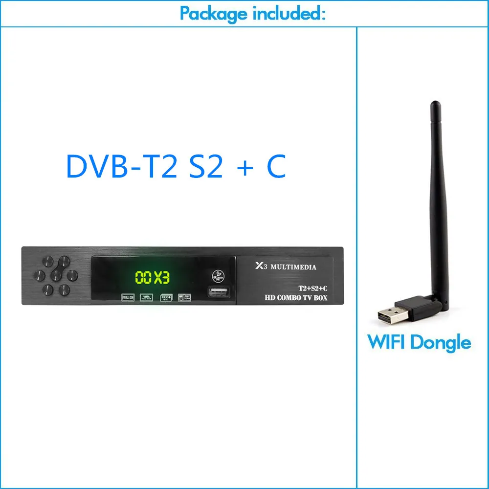 Vmade UHD DVB-T2/S2+ DVB-C комбинированный цифровой наземный спутниковый ТВ приемник Поддержка Cccam Bisskey IP tv AC3 H.264 MPEG4 ТВ-тюнер - Цвет: DVB-USB WIFI