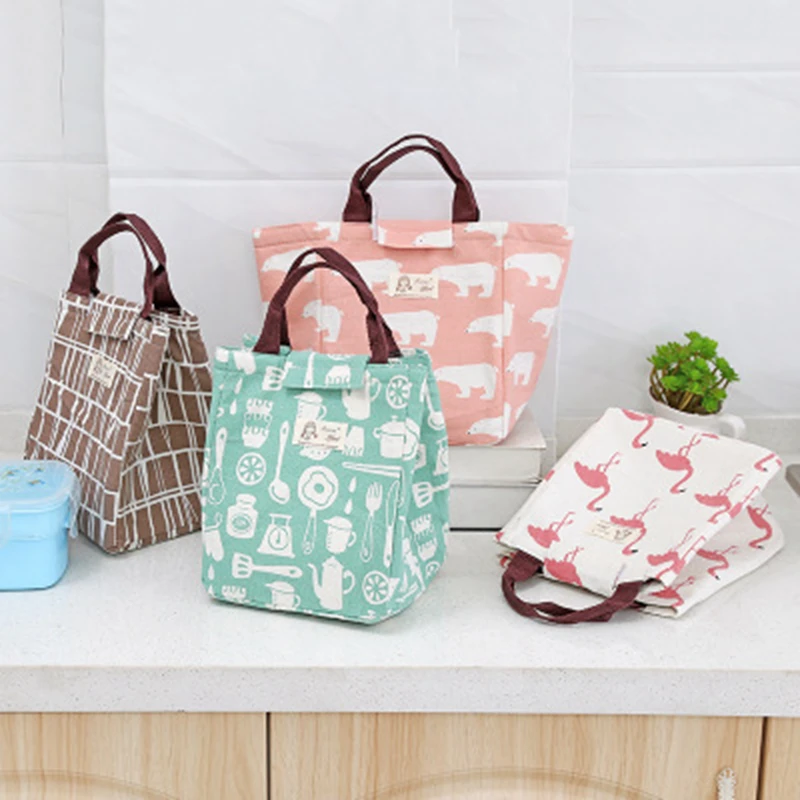 

Girl Cartoon Animal Flamingo Lunch Bag Portable Waterproof Insulated Big Cold Canvas Picnic Totes Case Kids Women Thermal Box