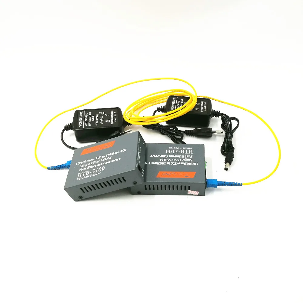 Baratos Htb 3100ab fibra óptica convertidor de medios transceptor de fibra simple modo único 25 km SC 10 m 100 con 3 Metro SC SC puente de fibra
