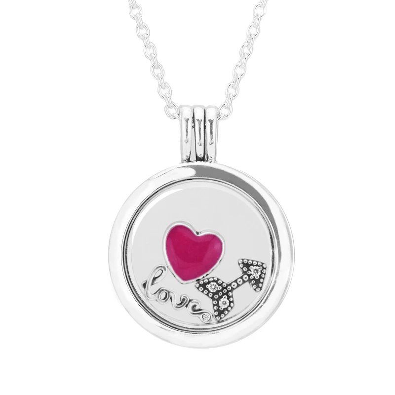 Argent Sterling 925 poétique Bloom avec émail Charme Fleur Rose Flottant