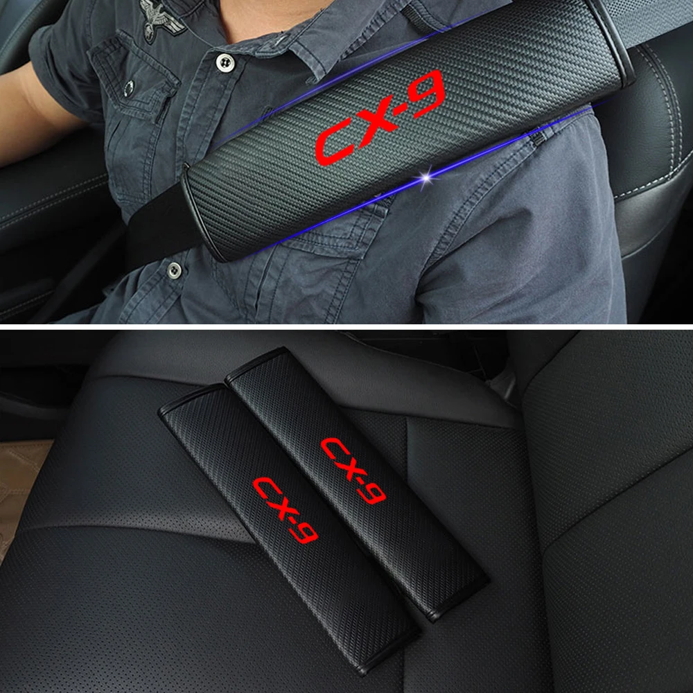 

2PCS PU Reflective Car Seat belt shoulder Pads Safe Seat Belt Cover For MAZDA CX-9 CX9 Car Styling Auto Parts