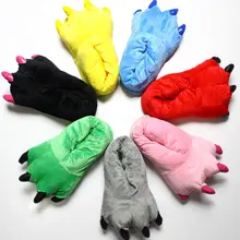 winter Animal Paw prints Slippers For Men Women Children Cartoon Funny Slippers Shoes Panda Slippers Totoro Paws Warm House one size winter warm lovely animal panda slippers home for men