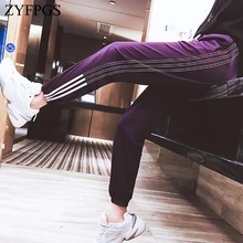 ZYFPGS 2019 Hot Sweatpants Purple Cropped Pants Lines Pants For Women Hip Hop Fashion Casual Loose Plus Size 4XL Young Z1118 ZYFPGS 2019 Hot Sweatpants Purple Cropped Pants Lines Pants For Women Hip Hop Fashion Casual Loose Plus Size 4XL Young Z1118