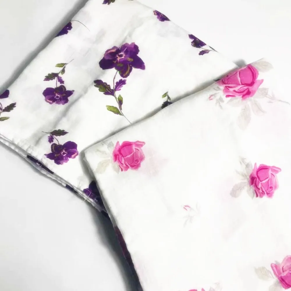 Cobertores de Bambu Toalha de Banho Impressão Recém-nascido Polegada Bebê Musselina Swaddle Cobertores Algodão Infantil Envoltório Grande Fralda 47x47 2 Impressão recém-nascido 47x47 polegada bebê musselina swaddle