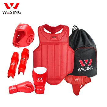 

Wesing 6PCs Set MMA Martial Arts Boxing Helmet Gloves Shin Guards Groin Body Protector Muay Thai Protective Guard Gear