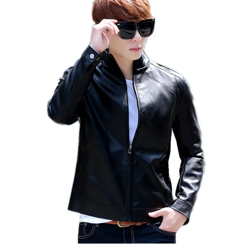 European Men's Jacket Plus Size 4XL Black Imitation Leather Jacket Men ...