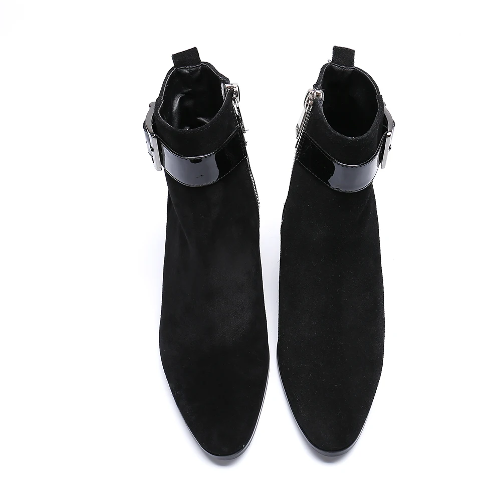 Christia Bella/мужские вечерние ботинки в британском стиле; ботильоны из коровьей замши; ковбойские ботинки на высоком каблуке; мужская деловая обувь
