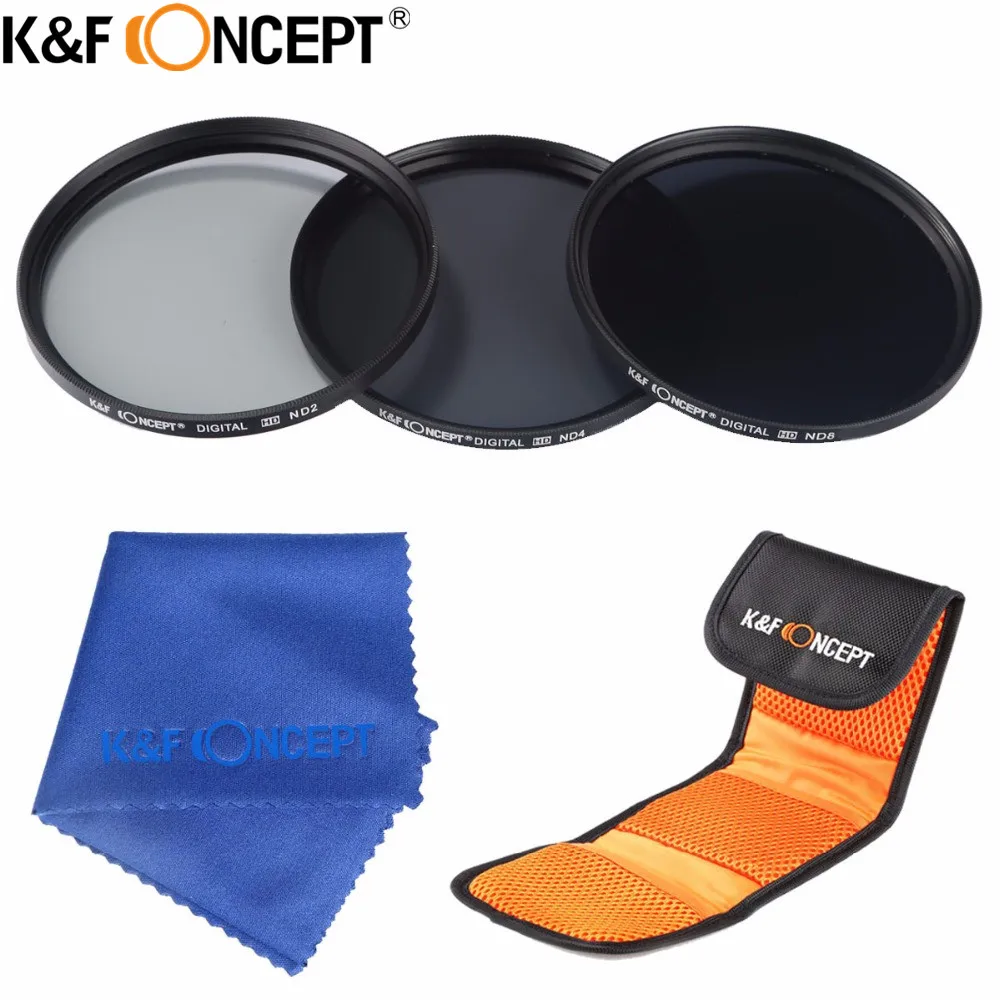 

K&F CONCEPT 3pcs 40.5mm ND2 ND4 ND8 Neutral Density ND Filter Kit Set with Filter Cloth Bag For Nikon Sony DSLR Camera Top