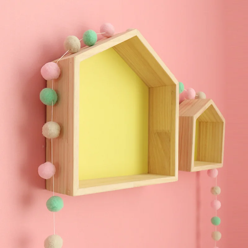 

2PCS/SET Natural Wooden Shelf For Kids Room Decoration Scandinavia decor For Kids Room Wooden Shelf Wall Decor Nursery WallDecor