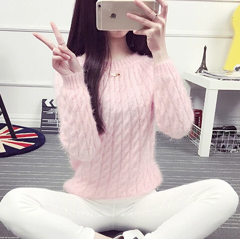 

2016 Hot New Autumn Winter Women Fashion Cotton Elastic Sweater Lady Knitted Long Sleeve O-neck Woolen Pullovers