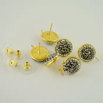 

New Style ~ 14mm Plated Good quality Pave Rhinestone Crystal Stud Earrings Jewelry Gift 10pair/lot