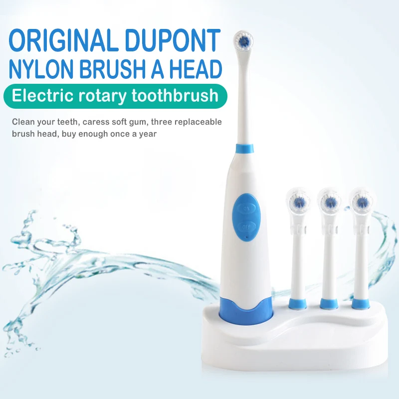 

Wholesale Waterproof Electric Toothbrush with 3 Replacement Brush Heads Deep Clean Teeth Toothbrush No Rechargeable Dental Care