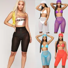 Женские сетчатые колготки на молнии, прозрачные колготки для занятий спортом, тренажерный зал, Йога, короткие шорты для бега, эластичные сетчатые шорты для фитнеса