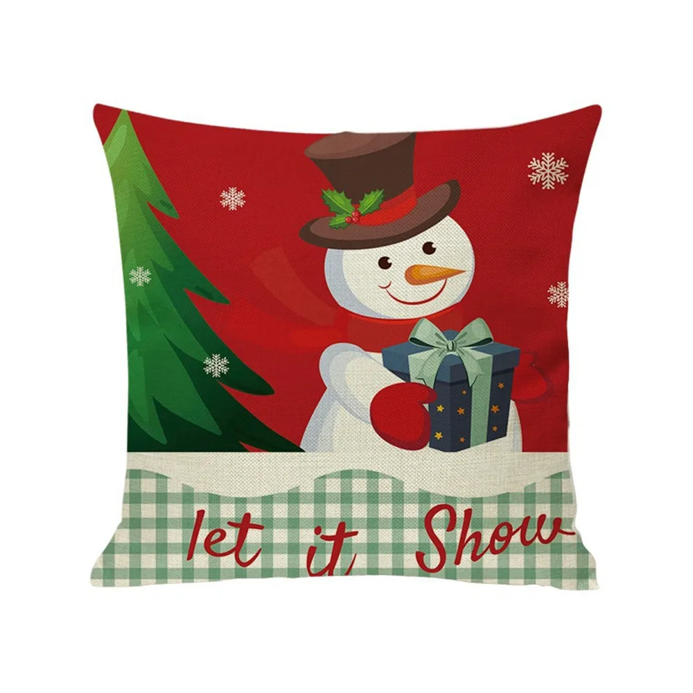 Рождественский рождественский хлопковый льняной чехол для подушки, наволочка для дивана, домашний декор, Прямая поставка MJ1024 - Цвет: A