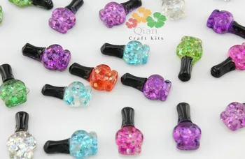 

40pcs colorful Polish Bottle Glitter Resin Cabochon Decoden Cell phone decor, embellishment,for handmade DIY 22mm charms