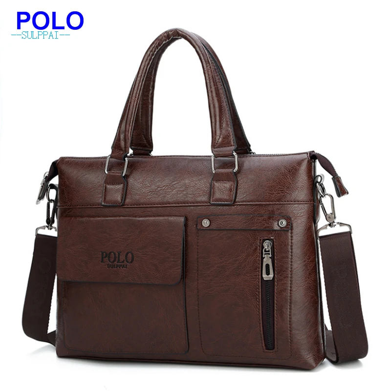 

POLO Sulppai Men Briefcase for Hot Sale Leather Men Crossbody Bag Men Laptop Handbag with Top Quality Pu Leather Men Briefcase