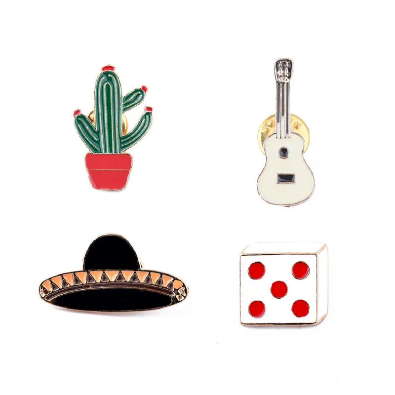 

Personality Cartoon Cowboy Hat Prickly Pellet Pot Guitar Tweezers Metal Enamel Brooch Clothes Backpack Cute Trendy Jewelry Gift