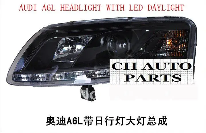 

FREE SHIPPING, 2005-2011 A6L ANGEL EYE HEADLIGHT ASSEMBLY V2, WITH HIGH BRIGHTNESS LED DAYLIGHT AND BI-XENON PROJECTOR, FOR AUDI