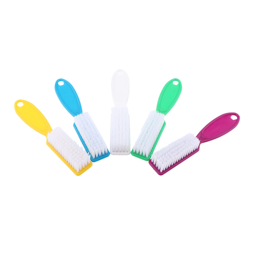 5PCS Long Handle Nail Scrub Cleaning Brush Set Nail Dust Cleaning Brush for Toenails and Fingernails Cleaner, Multi-color