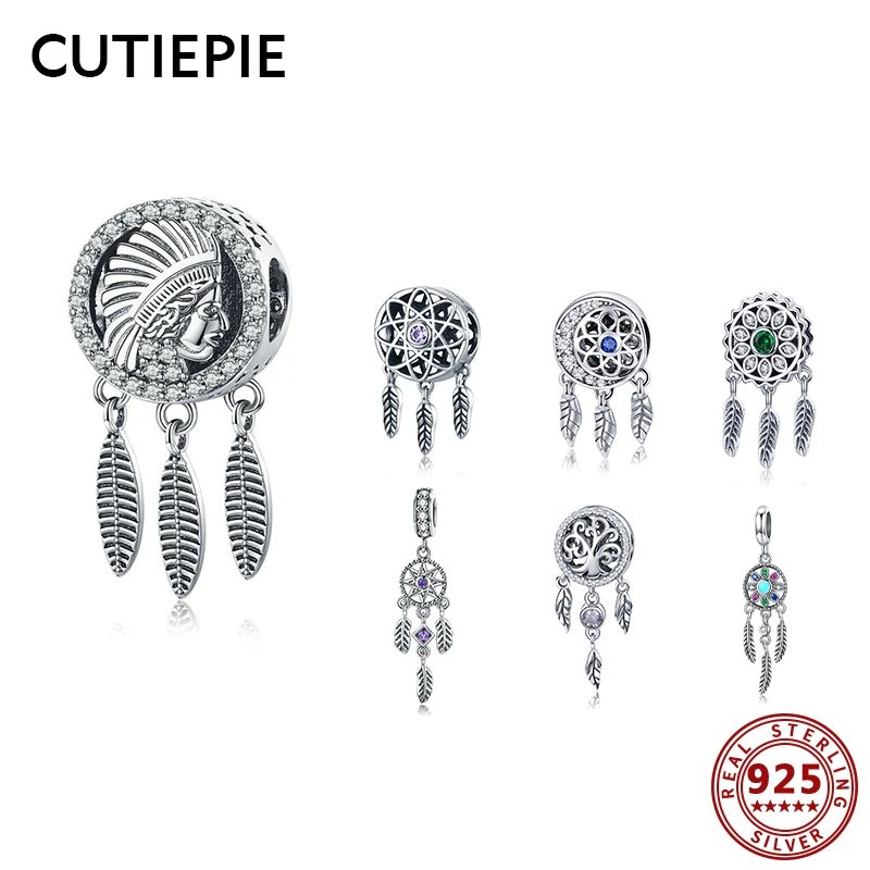

CUTIEPIE Classic 100% Real 925 Sterling Silver DIY Moon Star Dream CZ Beads Charms for Bracelets Necklaces Silver Jewelry Gifts