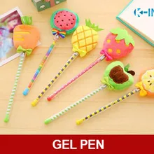 12 шт./лот 0,38 мм плюшевая фруктовая гелевая ручка, новинка Корейская школьная офисная гелевая ручка