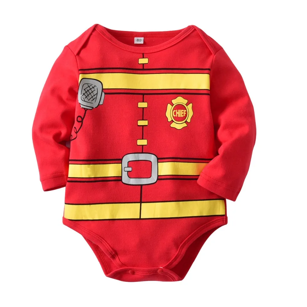 

Baby Bodysuit Long Sleeve Cotton Red Christmas Jumpsuit body for newborn baby boy bodysuit Overall Baby Girl Clothes set fireman