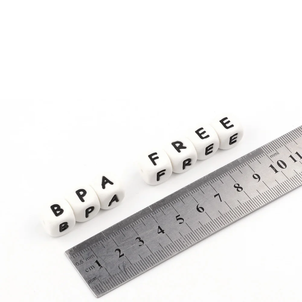 Кубик 100 шт Алфавит силиконовые буквы бусины 12 мм Детские Прорезыватели ожерелье аксессуары персонализированные пустышки бусы-клипсы BPA бесплатно