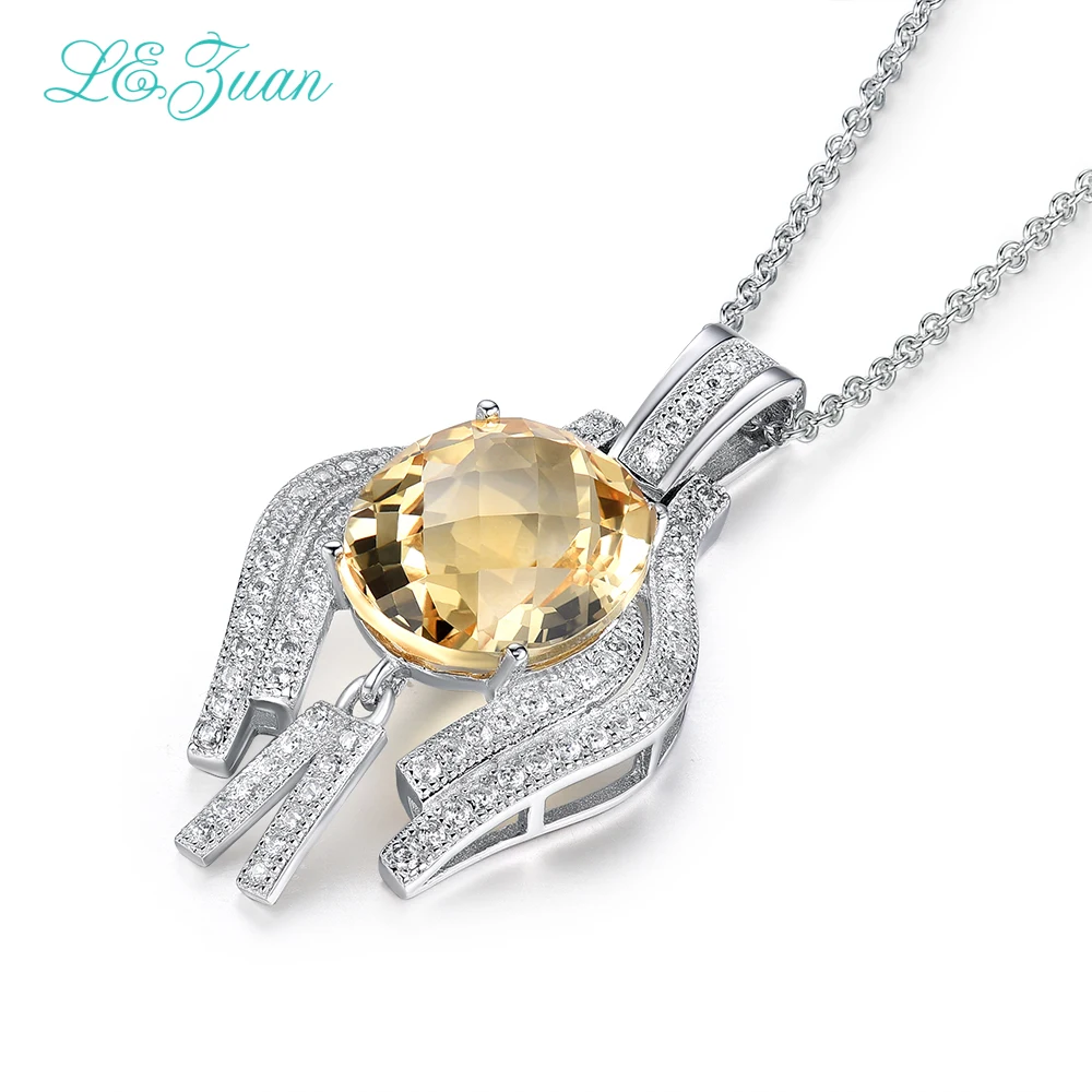 L& zuan, Стерлинговое Серебро, 925 Подвески, ожерелье s, женское, 7.38ct, натуральный цитрин, ожерелье, хорошее ювелирное изделие, Прямая поставка, P0043-W05