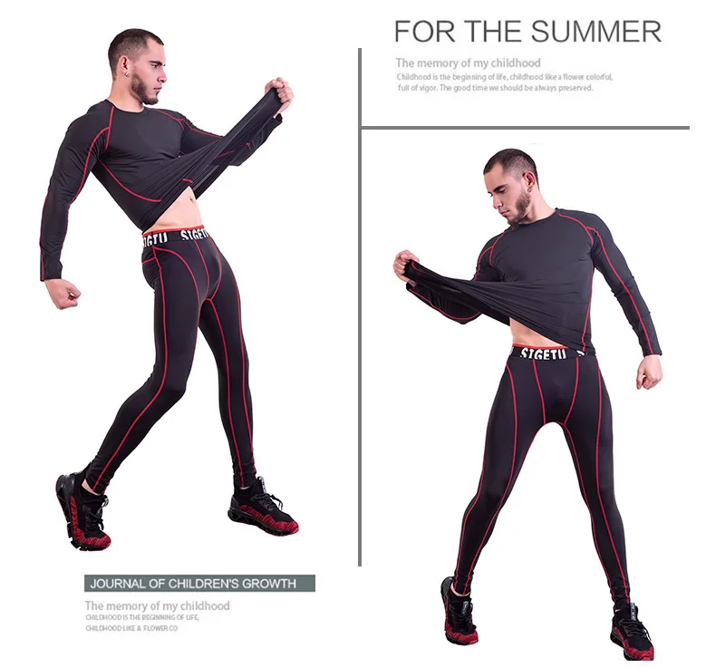 Man Compression Sports Suit Quick drying Perspiration Fitness Training MMA Kit rashguard Male Sportswear Jogging Running Clothes (10)