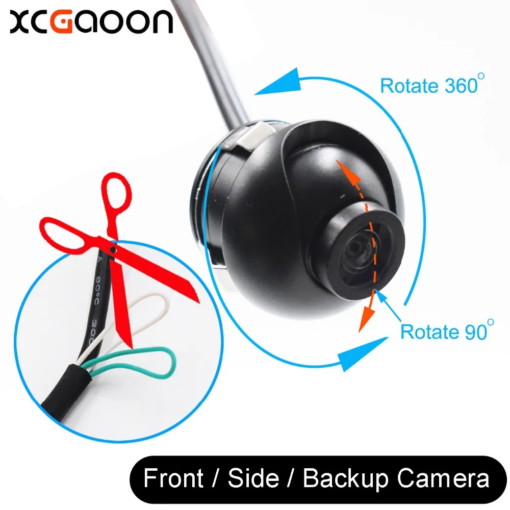 

XCGaoon New Mnini CCD 140 Degree Wide Angle Real Waterproof Car Front / Side / Rear View Backup Camera Cam 360 Rotate