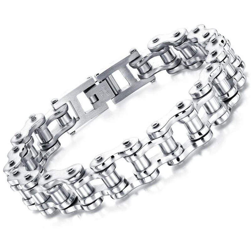 

60g Cool Men Heavy Sports Biker Bicycle Motorcycle Chain Men's Bracelets & Bangles Fashion 316L Stainless Steel Men Jewelry
