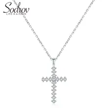 SODROV Новая мода 925 пробы серебряный крест AAA циркон цепь соединительное звено подвеска ожерелья для женщин 925 Серебро хорошее ювелирное изделие