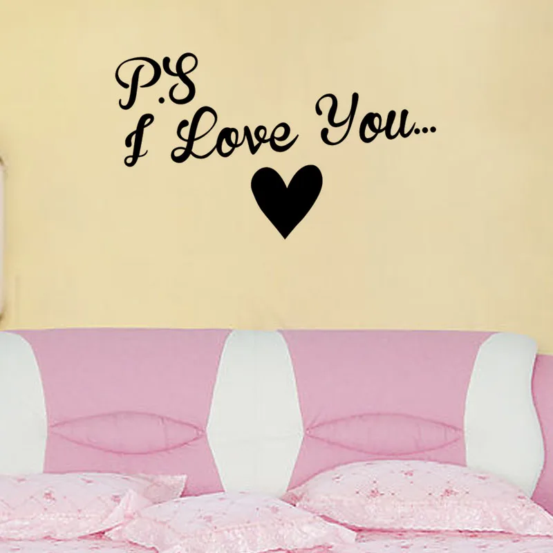 PS I Love You Wall Stickers Bedroom Decorative Vinyl Decal Creative Art