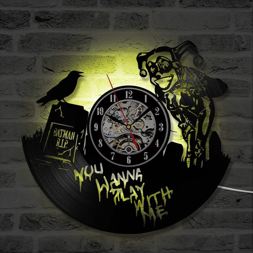 Batman And Harley Quinn Vinyl Record Clock DC Comics Wall Art Home Decor Gift for Boys and Girls