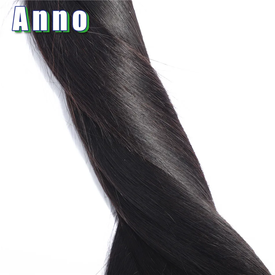 Anno Brazilian Straight Hair Bundles With Closure 2/3 Bundles Hair Weaves With 13*4 Lace Frontal Non-remy Human Hair Extensions