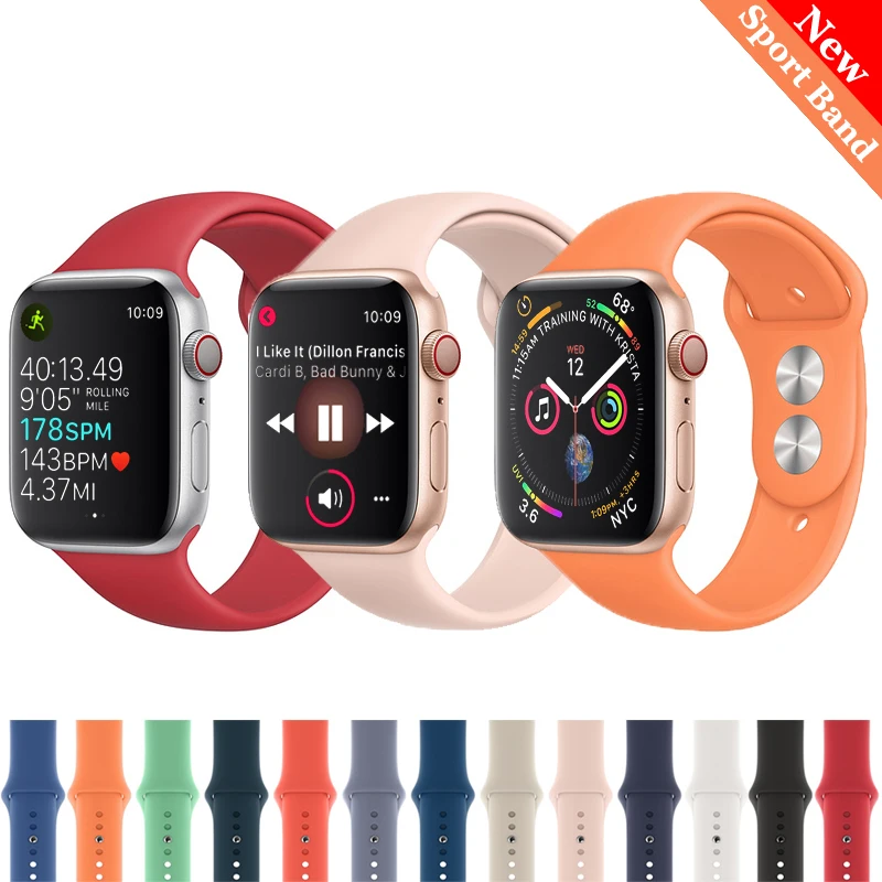 strap for apple watch band 4 3 correa iwatch band 42mm/38mm 44mm/40mm 2 sport silicone bracelet pulseira apple watch accessories strap for apple watch band 4 3 correa iwatch band 42mm/38mm 44mm/40mm 2 sport silicone bracelet pulseira apple watch accessories