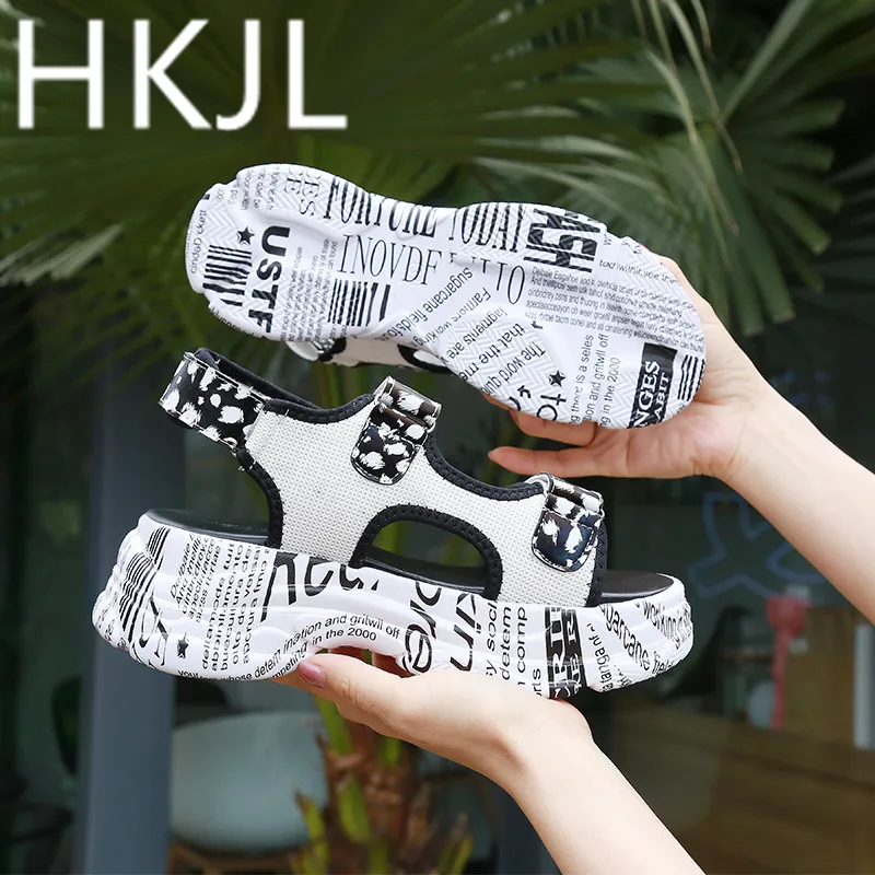 

HKJL women 2019 New Fashion Letter Sandals Women Summer Beach Shoes Rubber-soled Open-toed Women's Sandals A283